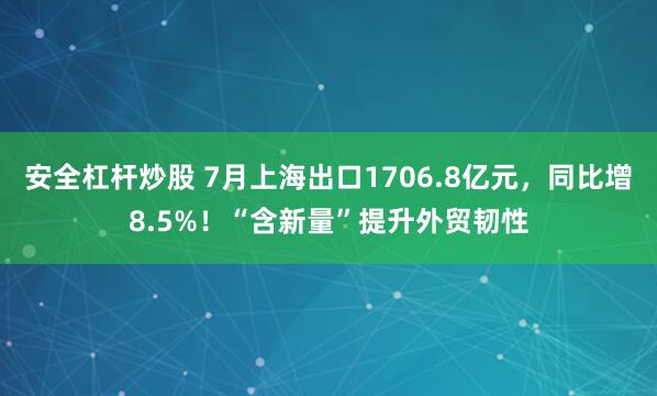 安全杠杆炒股 7月上海出口1706.8亿元，同比增8.5%！“含新量”提升外贸韧性