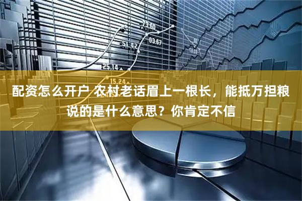 配资怎么开户 农村老话眉上一根长，能抵万担粮说的是什么意思？你肯定不信